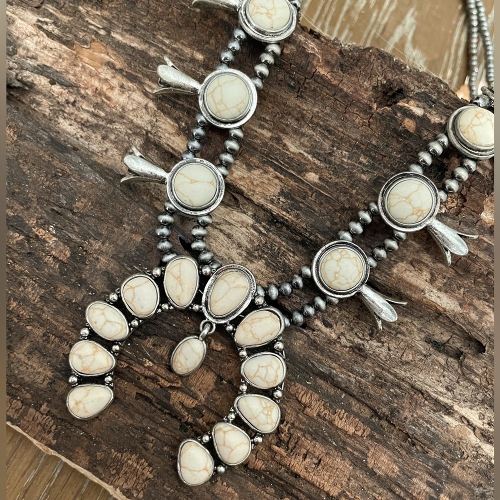 Turquoise Western Squash Blossom Necklace